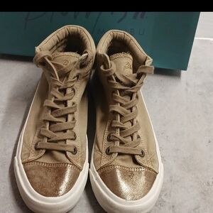 Blowfish Malibu Desert Sand High-Tops Madraswith Gold Metallic Toe Size 8.5